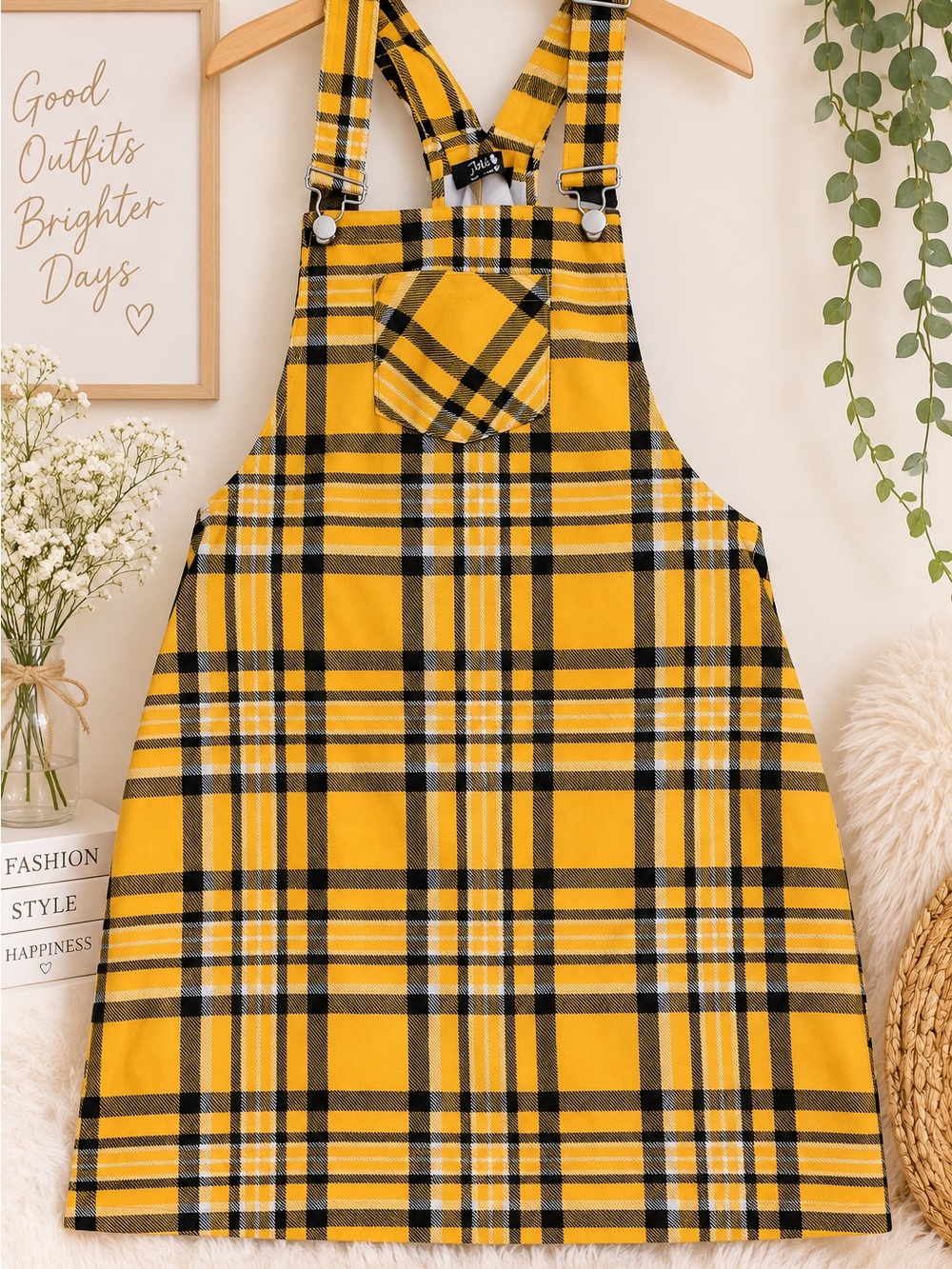 Yellow Plaid Pinafore Dress - Brand